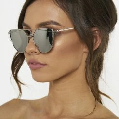 Honey Couture Sunglasses Honey Couture KOURTNEY Silver On Silver Sunglasses ACCESSORIES