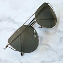 Honey Couture Sunglasses Honey Couture KOURTNEY Silver On Silver Sunglasses ACCESSORIES