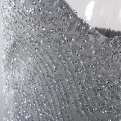 Honey Couture EVELYN Silver Glitter Sheer Formal Dress NEW ARRIVALS