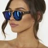 Honey Couture Sunglasses Honey Couture STACEY Gold & Black Frame Blue Reflective Sunglasses