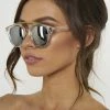 Honey Couture Sunglasses Honey Couture STACEY Gold & Clear Frame Silver Reflective Sunglasses